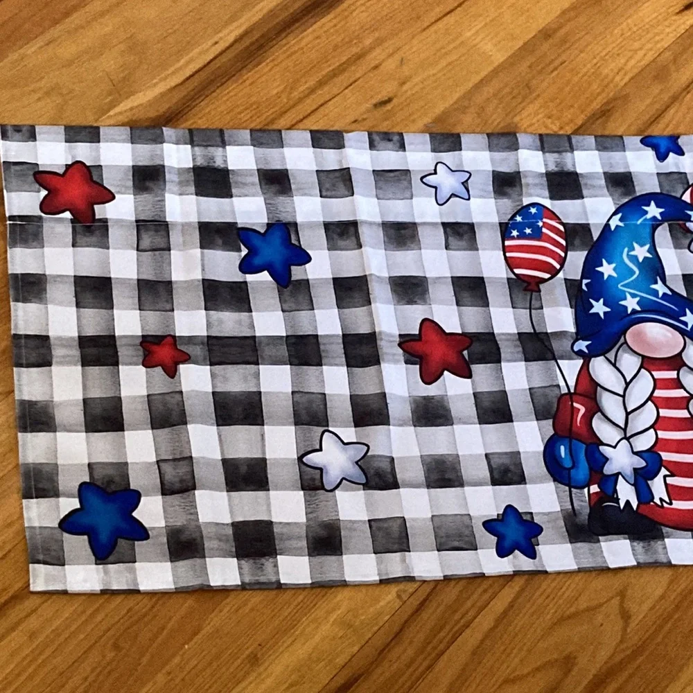 One Patriotic Gnome Polyester Decorative Valance 18 x 45 New Without Tags